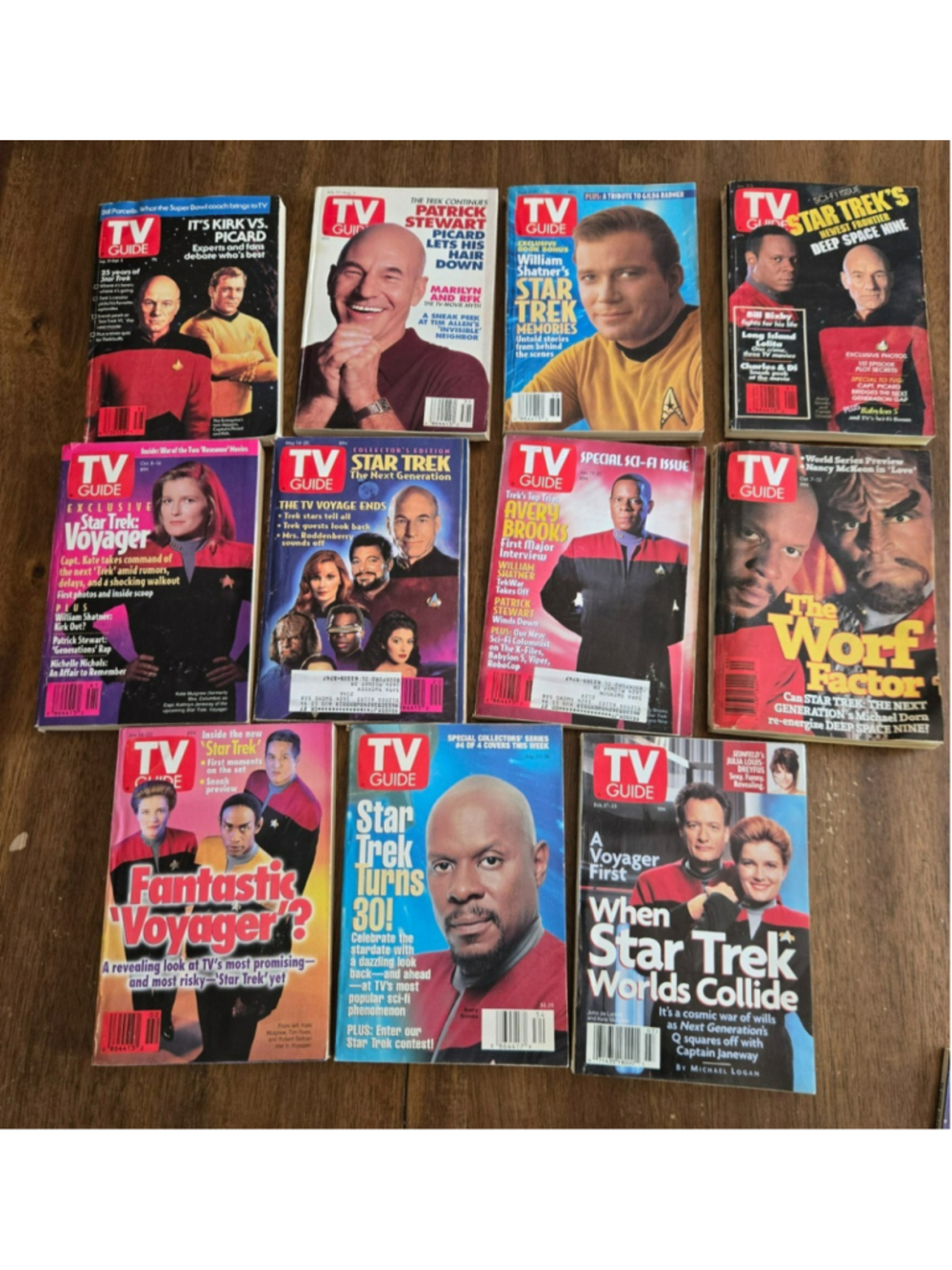 Star Trek TV Guide Lot Of 11 Issues Vintage Magazine Captain Kirk Picard